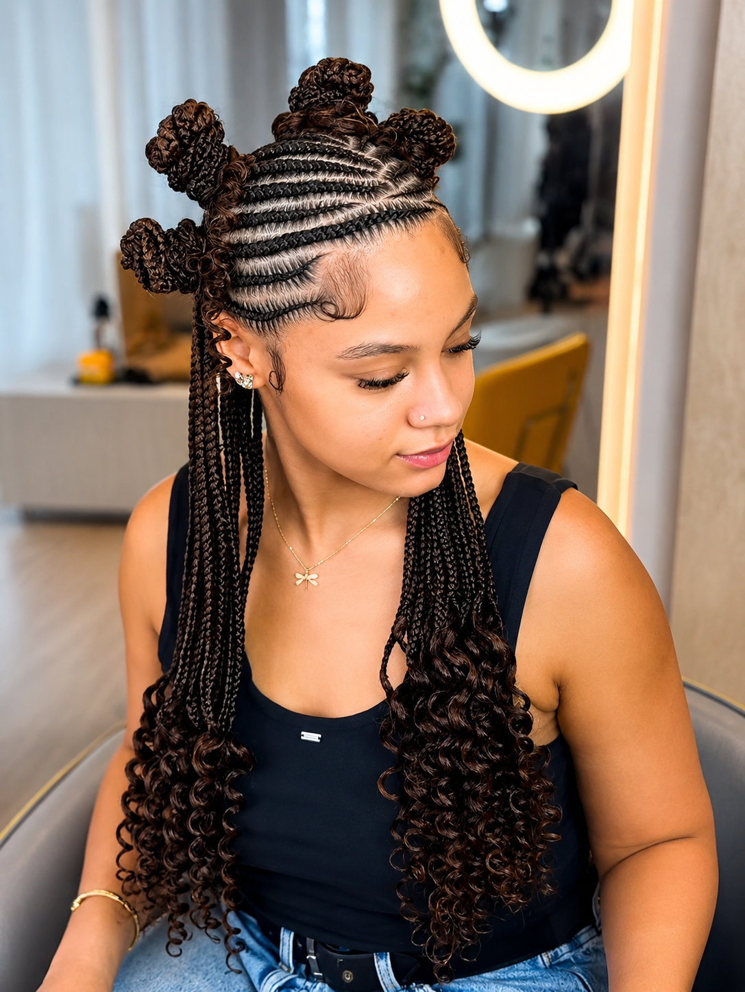 Stitch Cornrows with Under Braids